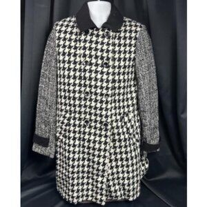 **Express** Women's Wool Blend Houndstooth Black White Double Breasted Peacoat M